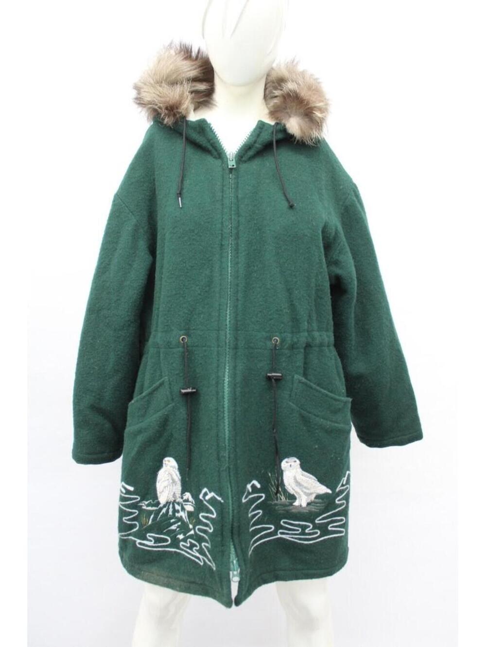 Scrap Item: Green Cloth & Fox Fur Coat Jacket Arts Crafts